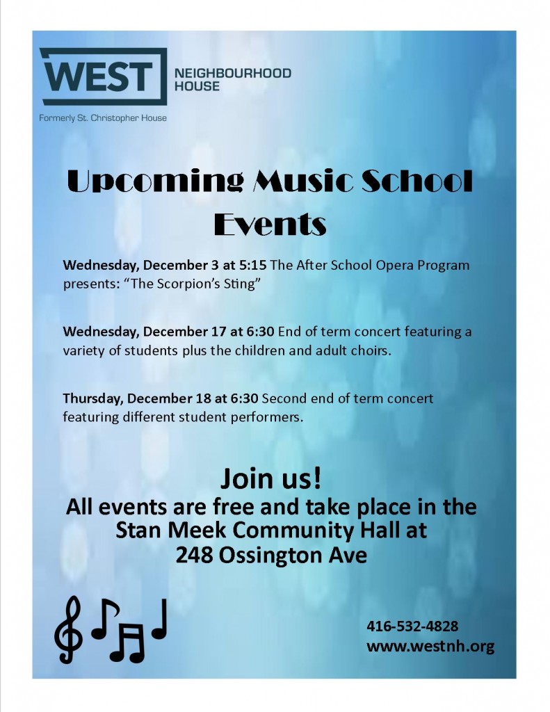 Music School December Events Poster 2014