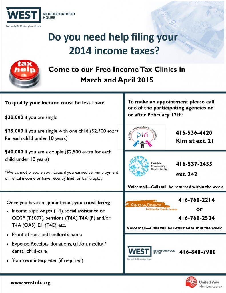 West Neighbourhood House Income Tax Clinic 2015