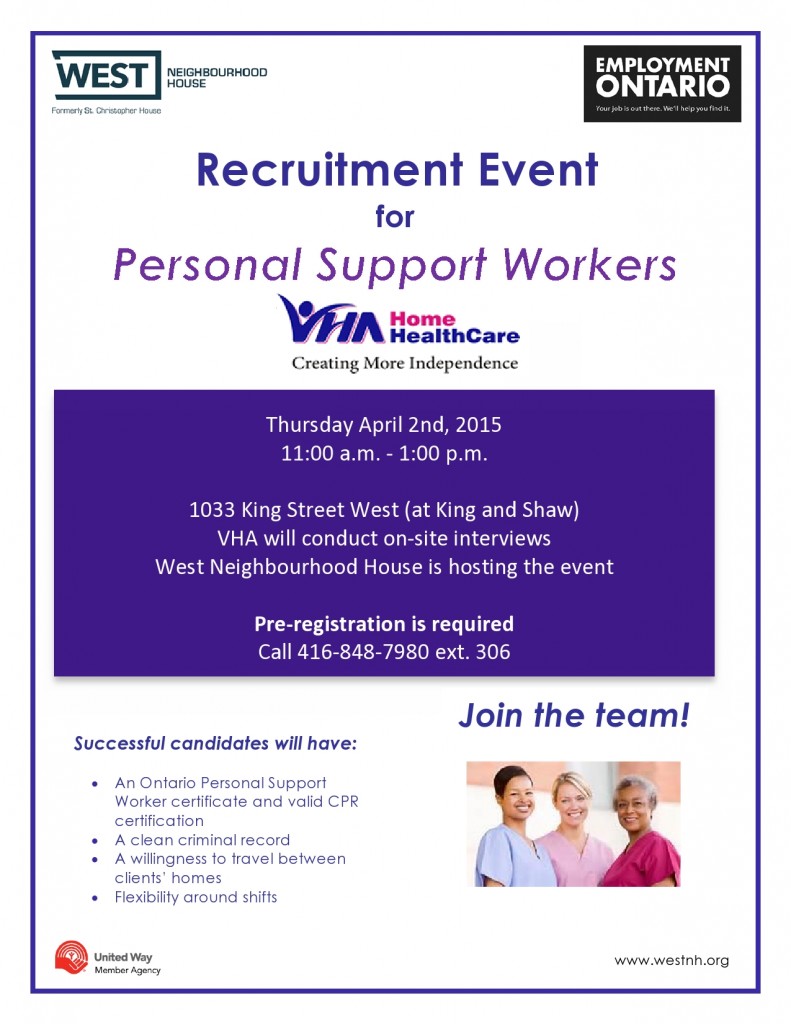 VHA Home Healthcare Job Fair Flyer for April 2 2015
